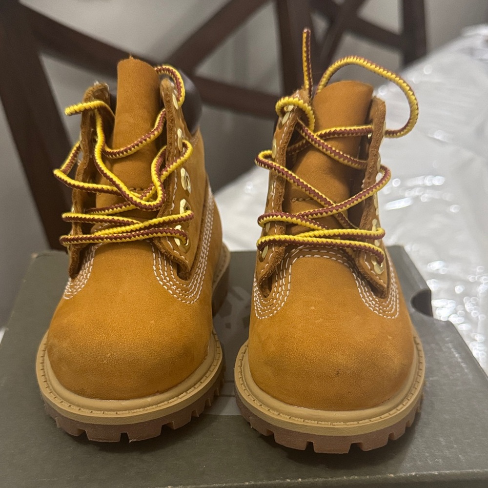 Timberland Kids Brown Boots with Yellow Laces